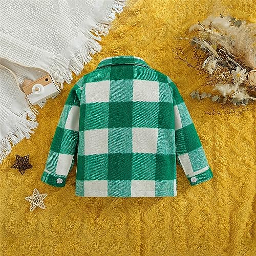 BILIKEYU Boys Girls Plaid Fleece Jacket Button Down Stand Collar Color Block Outwear Clothes Toddlers Long4