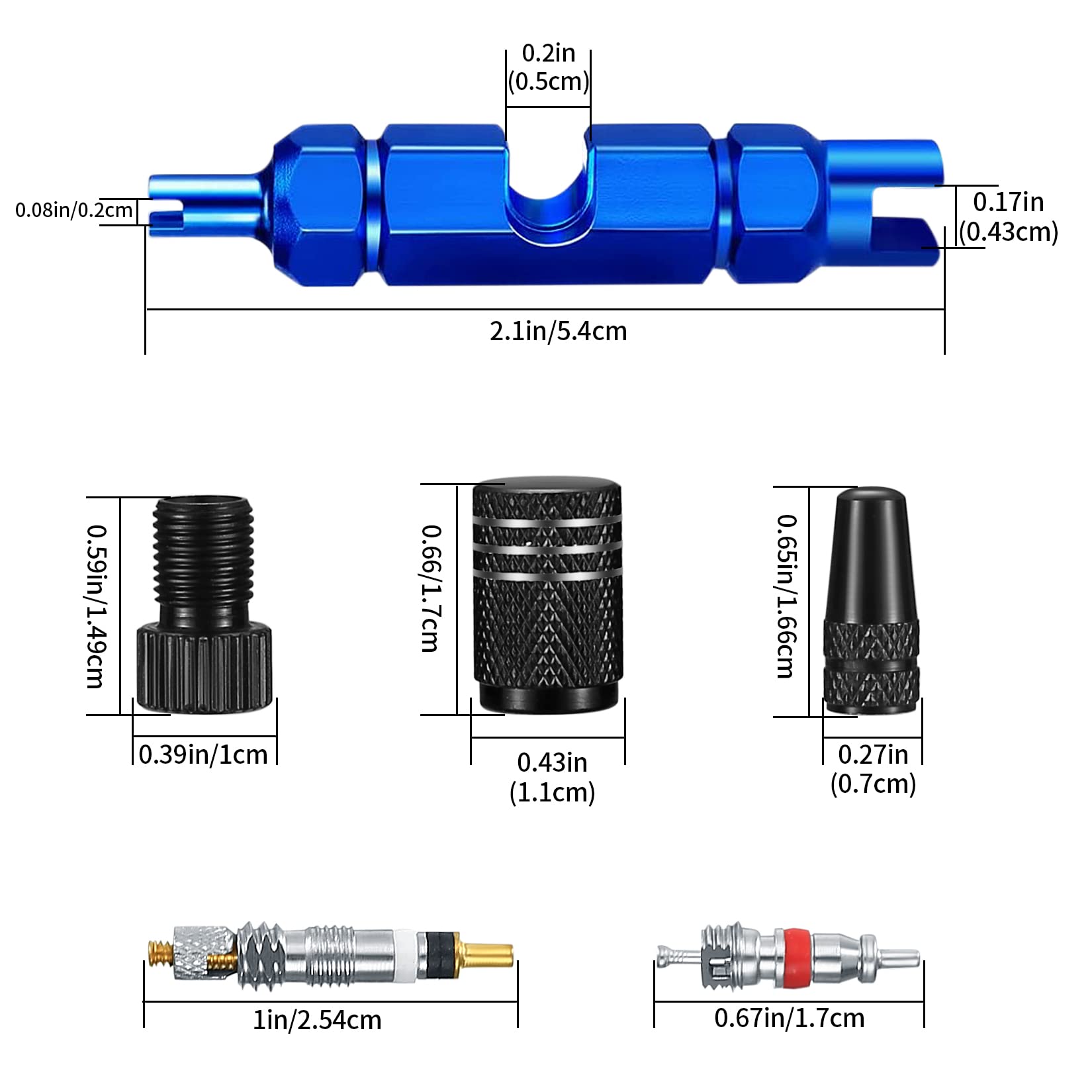 15 Pezzi Kit di Sostituzione Valvola Bici, Nucleo Valvola Bicicletta Presta, Nuclei Valvola Schrader, Cappucci Valvole, Adattatore Valvola Bici da Strada Strumenti Francese per