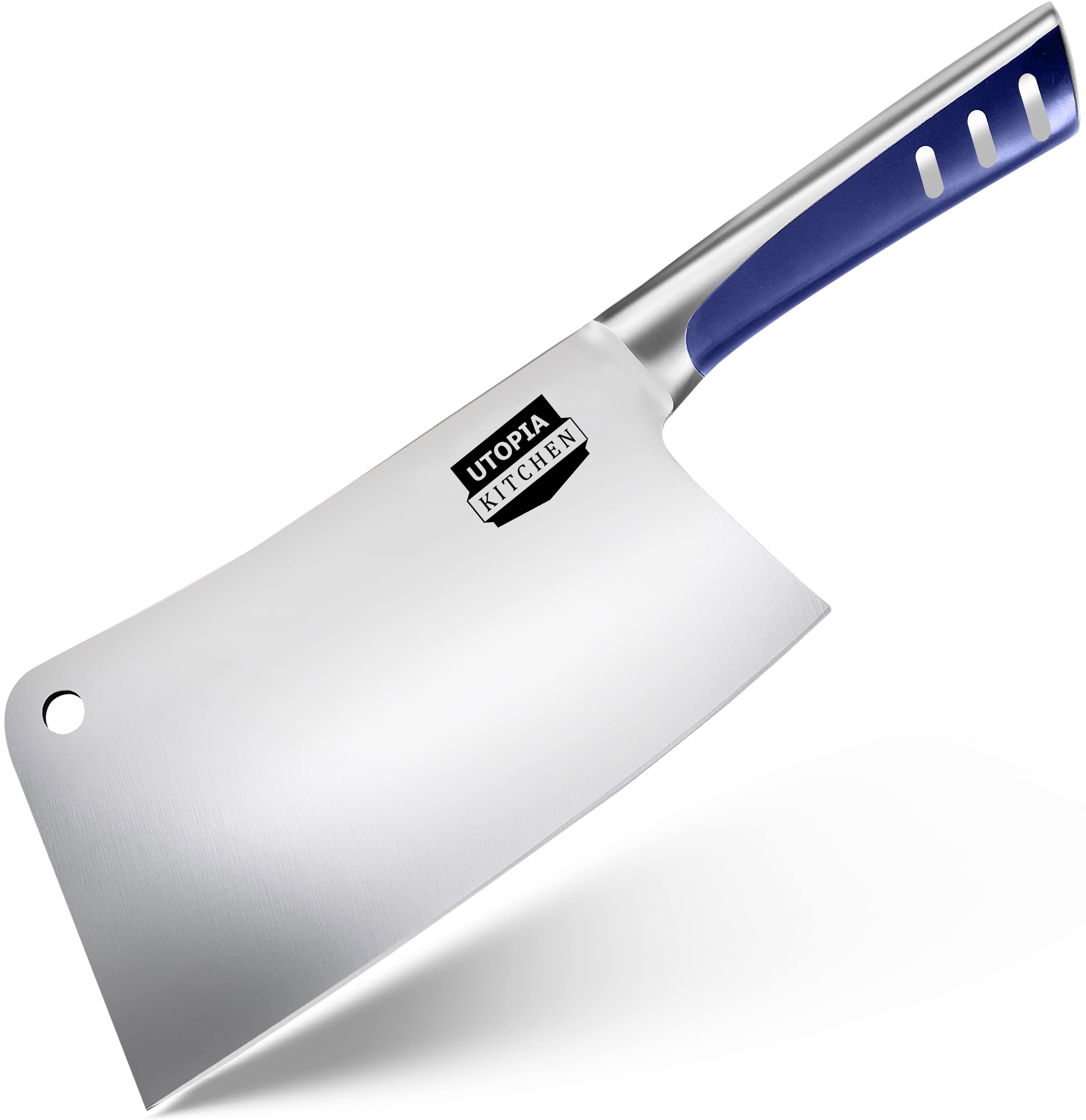 Utopia Kitchen 9 Inch Cleaver Kitchen Knife Chopper Butcher Knife Stainless Steel for Home Kitchen and Restaurant (Blue)