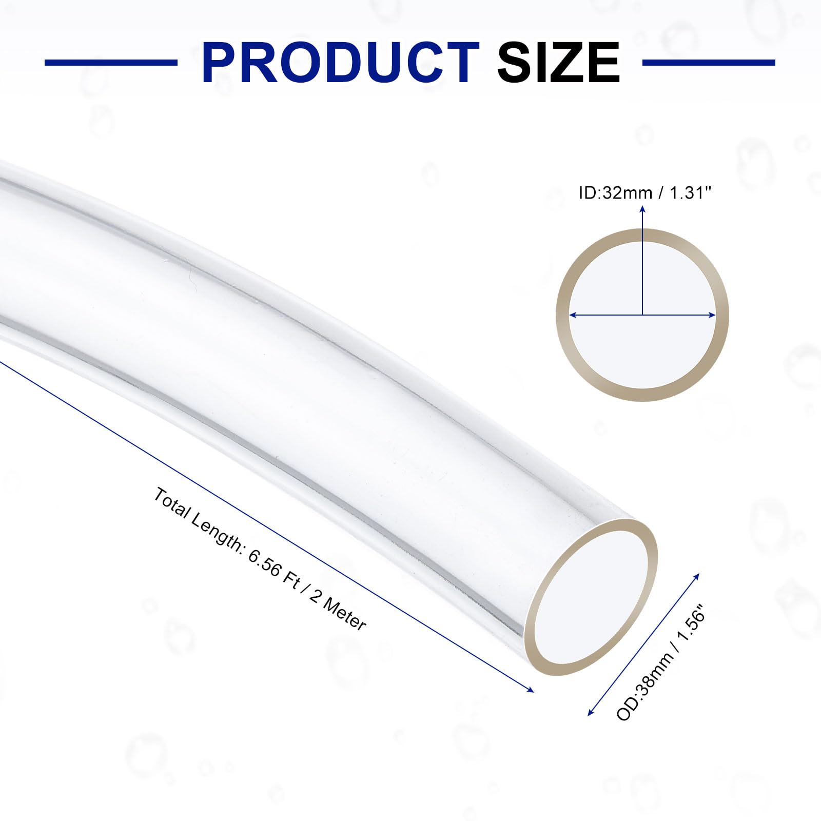 QUARKZMAN Tubo in PVC 32mm ID x 38mm OD Tubo Acqua Trasparente Tubo Acqua | 6 Piedi di Lunghezza, Flessibile Leggero in Plastica, in Vinile Chiaro, per Acquaponica, Irrigazione, Tubo Aria