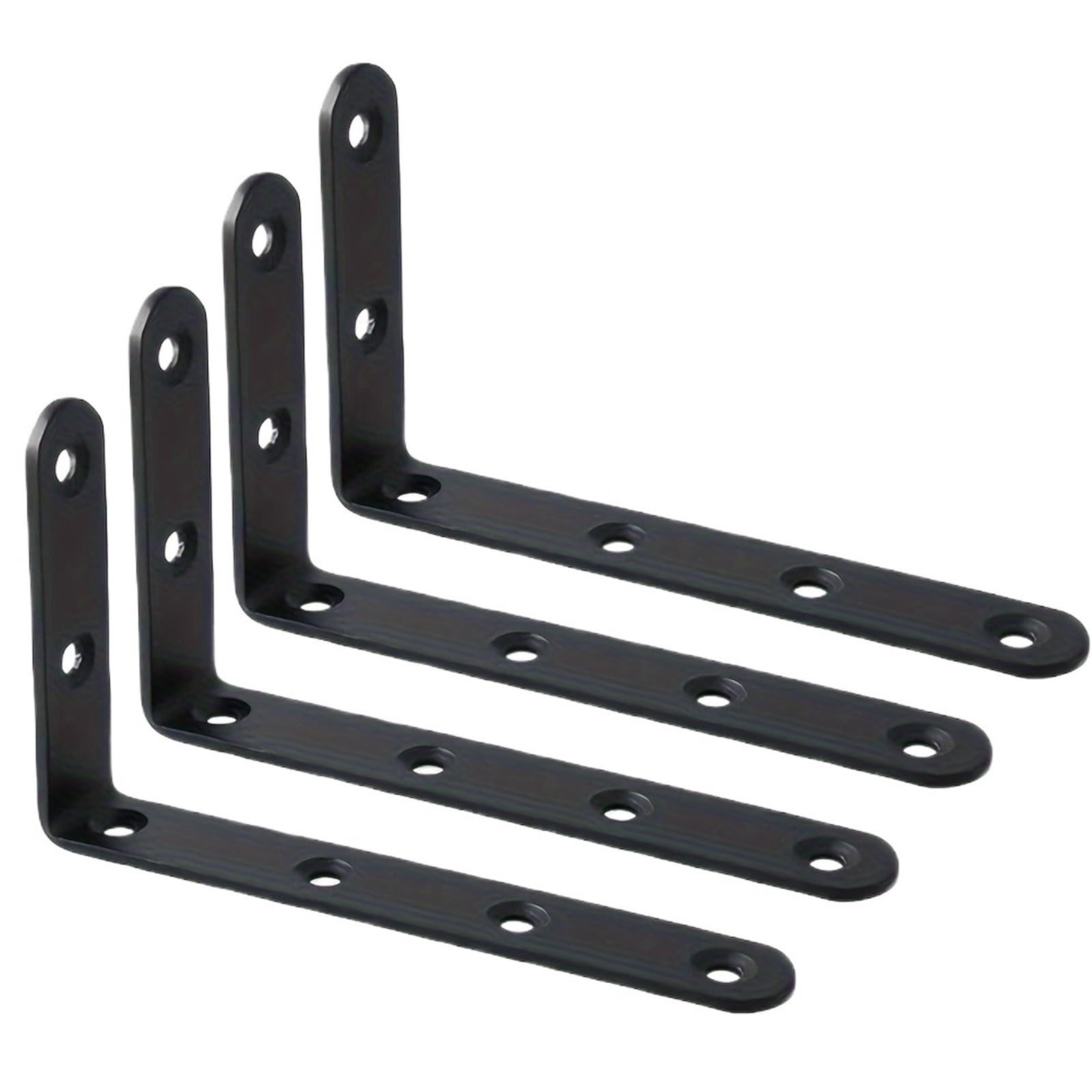 Staffe Angolari Supporto angolare in acciaio nero for impieghi gravosi da 5"x3" for mobili, scaffalature e finiture di mobili(4pcs)