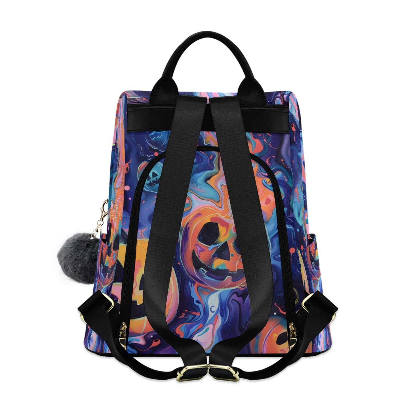 Pumpkins Blue Marble Backpack for Women Anti Theft Large Fashion Travel Shoulder Bag Purse Rucksack Lightweight