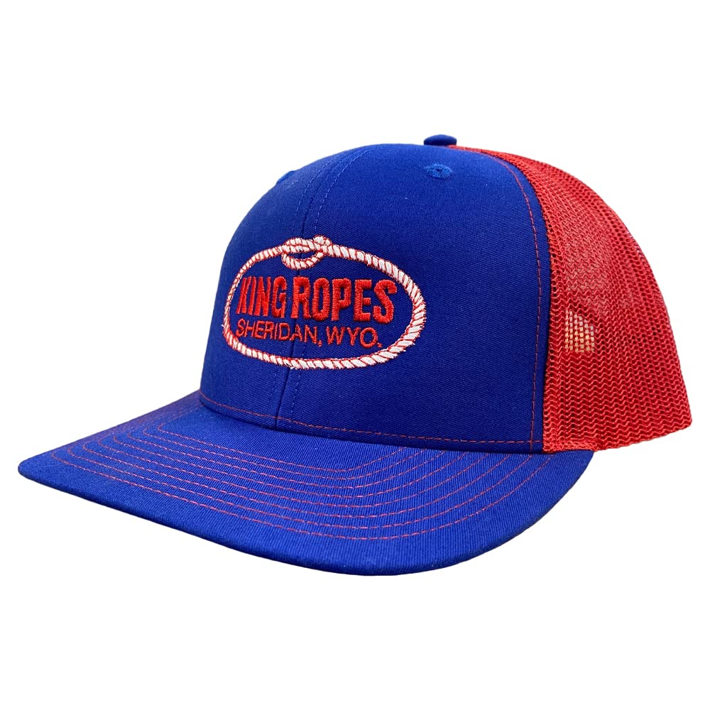 King Ropes 6-Panel Mesh Back Adjustable Snapback Trucker Hat (Royal Blue/Red)