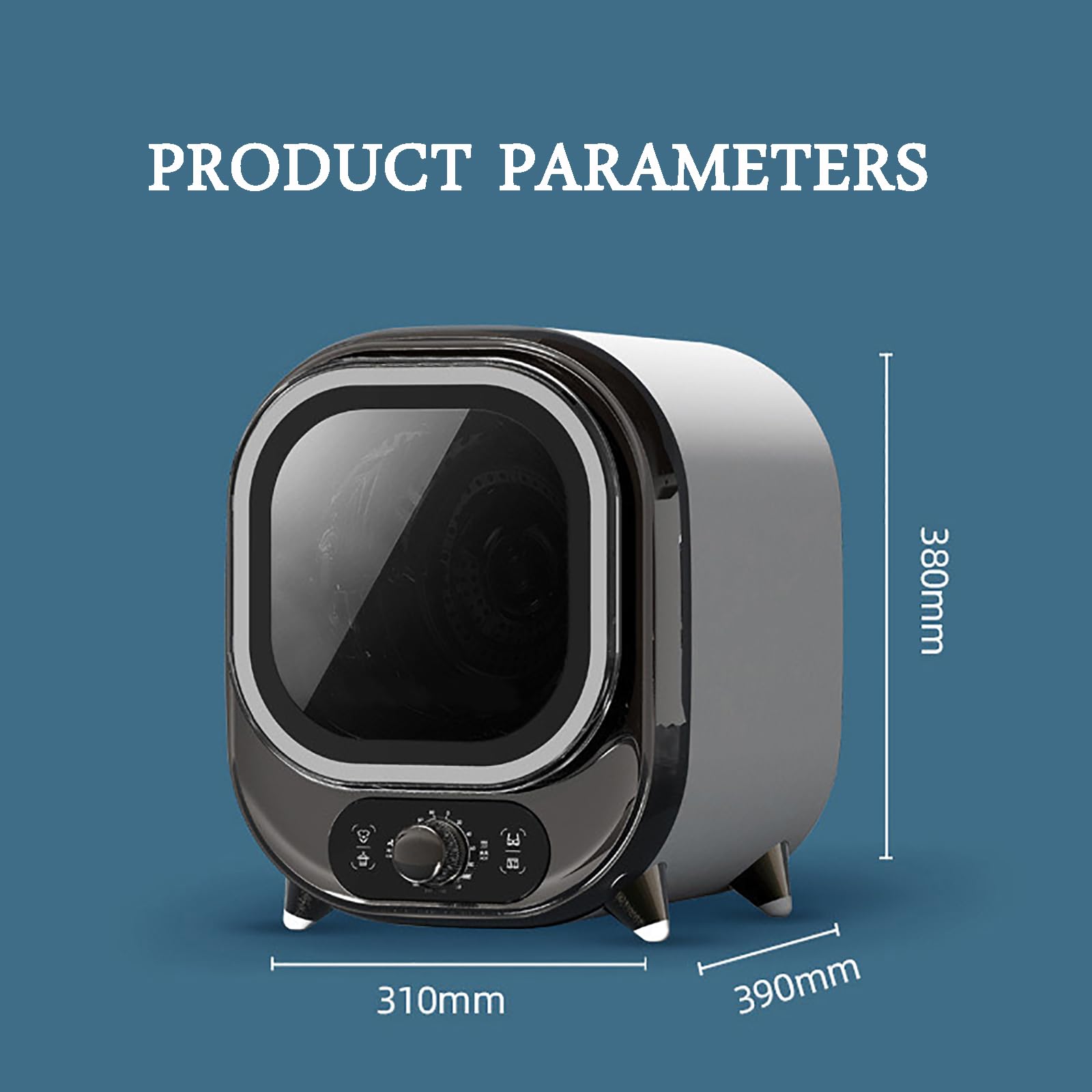 Secadora portátil pequeña para apartamento/hogar/dormitorio - Tambor de acero inoxidable, control de temperatura dual, capacidad de 0,8 kg - Máquina secadora de sobremesa
