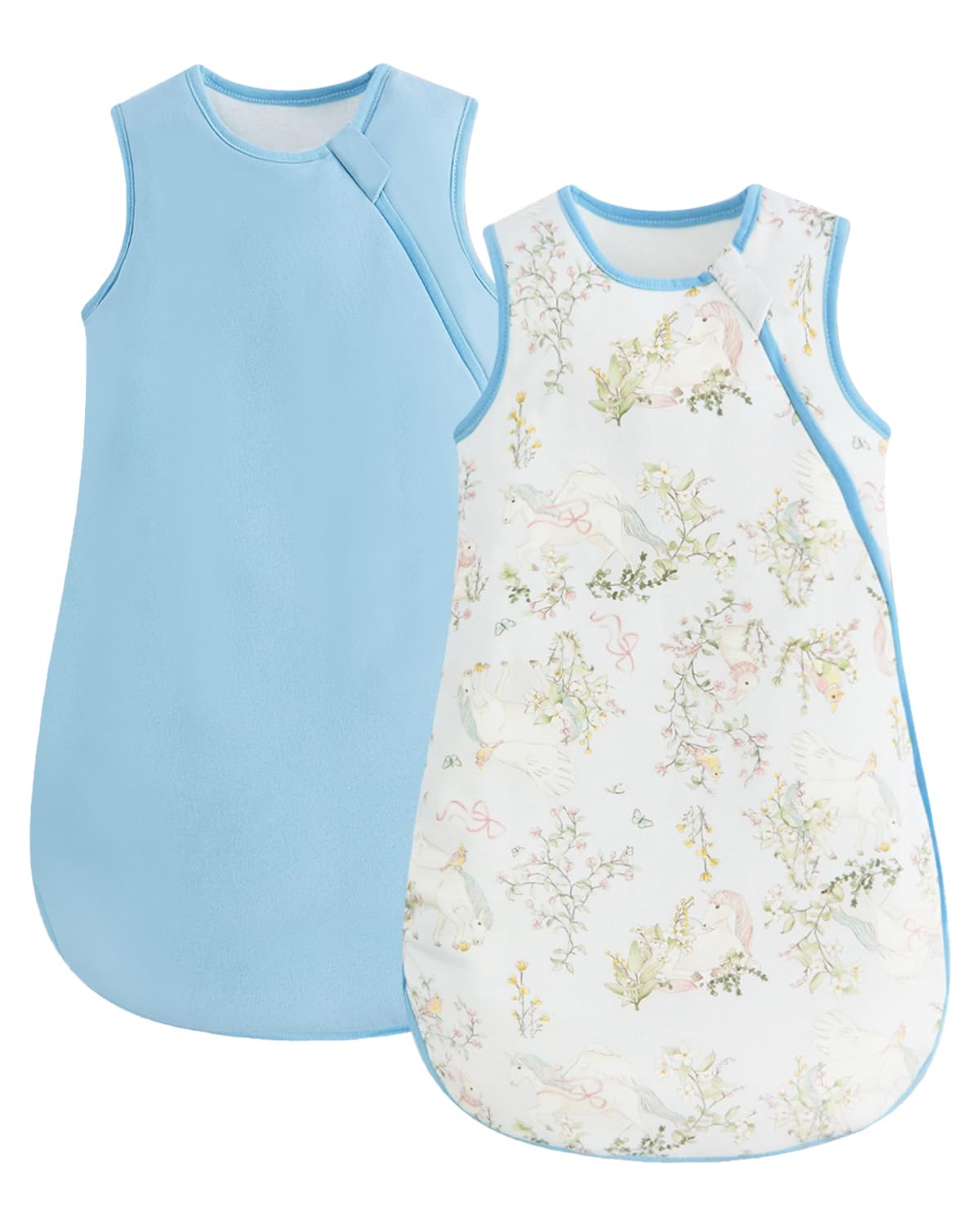 WYTbaby 2er Pack Baby Schlafsack 0.5 1 1.5 Tog, 100% Baumwolle Babyschlafsack für Kleinkind Neugeborene Jungen Mädchen 0-24 Monate