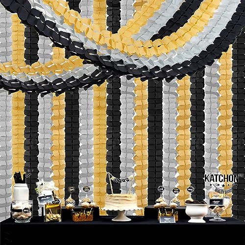 Image of Black-Gold Silver Party-Decorations Streamers Garland - 157Ft Graduation Four-Leaf Clover Hanging Banner,Retirement Men Boys Birthday Wedding Baby Bridal Shower New Years Supplies Decor Hugtmr