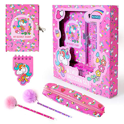 NIMU Unicorn Stationary Set Everything in Gift Pack My Secret Diary Fluffy Pens