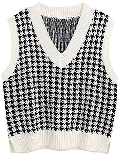 イエナ（IENA）/BOMPARD/ボンパール SLEEVELESS V−NECK SWEATER WITH A ベスト Locachy Women's Houndstooth Pattern Preppy Style V-Neck Sleeveless