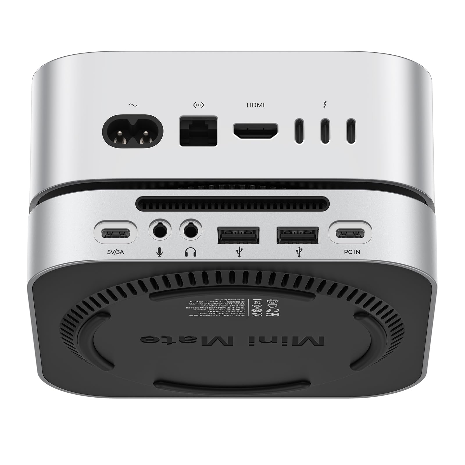 ORICO MiniMate Pro+ Hub Supporto 40Gbps per Mac mini M4/M4 Pro 2025: SSD NVMe 2TB integrato (non rimovibile), Dock USB4 in alluminio, audio 3,5 mm, 2×USB-A, compatibile USB4