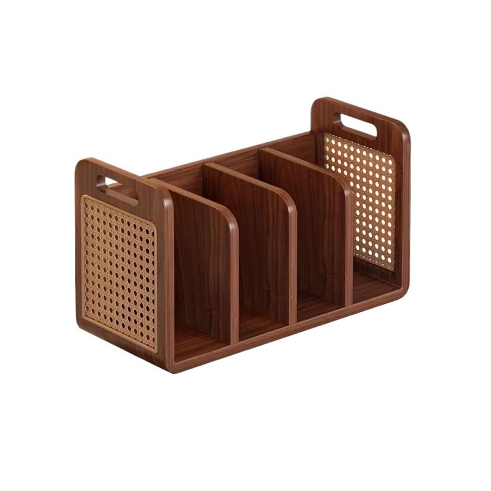 Shihan-2015 One Color Bookcase Large Capacity Creative Rattan Weaving Wooden Bookshelf Home Tabletop Storage Shelf Display Shelf