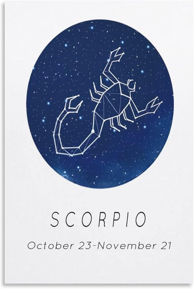 Zodiac Sign Aesthetic Wall Art Poster, Scorpio Wall Canvas Poster, Birthday Gift for Friends Wall Art Paintings Canvas Wall Decor Home Decor Living Room Decor Aesthetic Prints 12x18inch(30x45cm) Unfr