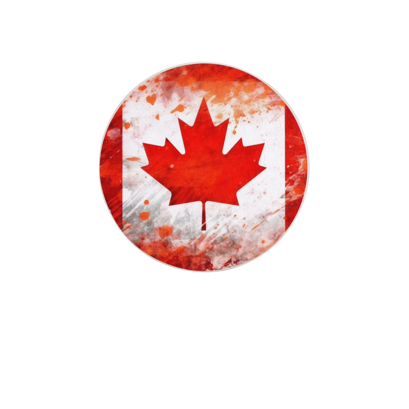 Canada Flag Absorbent Drink Coasters Diatomaceous Round Coaster 4 Inch Reusable Cup Coasters Set 4pc