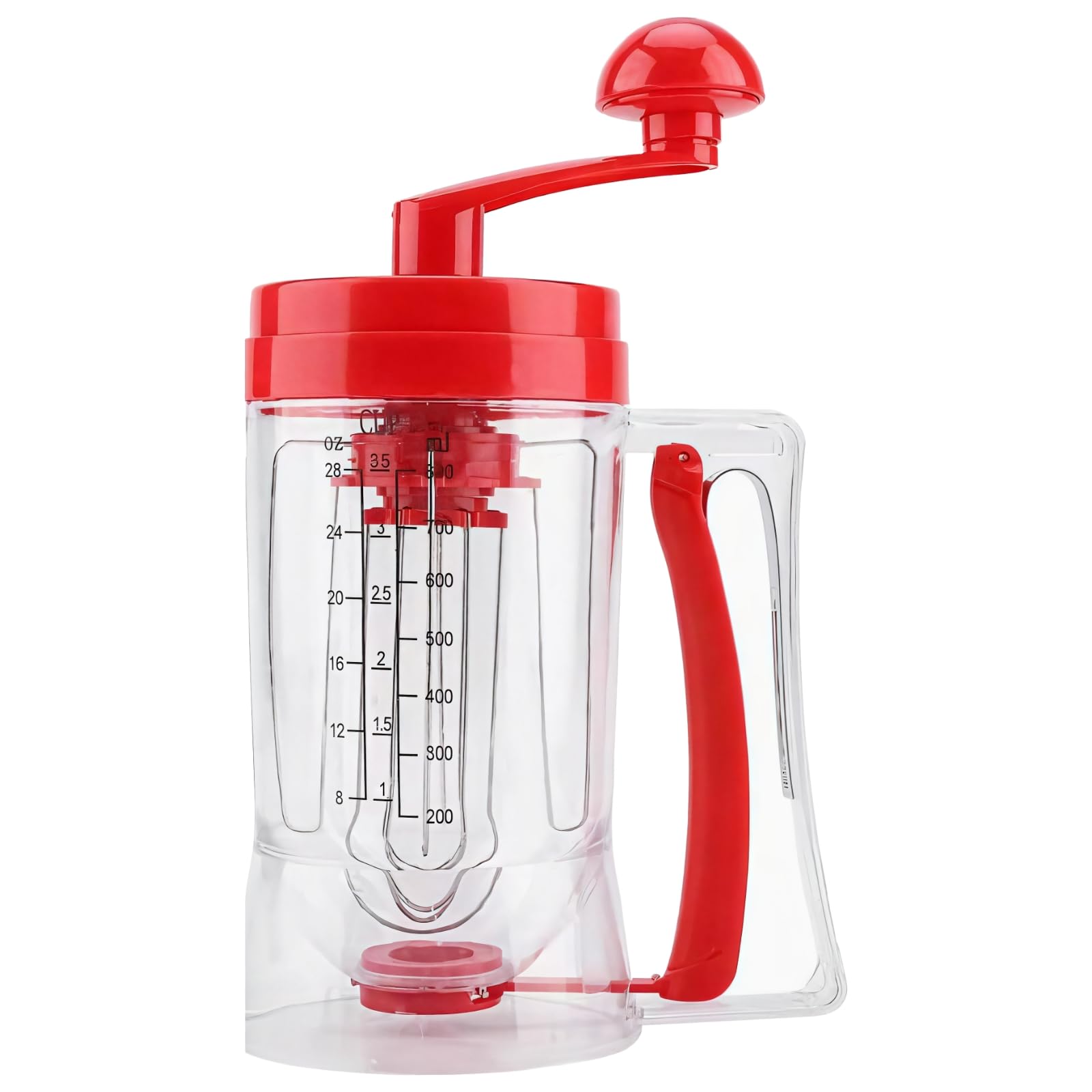 Packool Transparent ABS Cupcake Batter Dispenser with Scale, 11.4 x 4.3 Inches Single Hand Operated Pancake Batter Dispenser, Central Spout Design,for Kitchen, Pancake Mixer Batter Dispenser