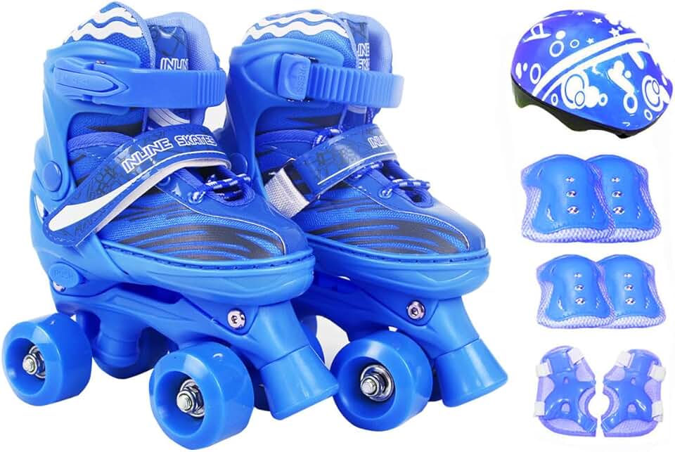 Patins Infantil Roller 4 Rodas Ajustável + Proteção