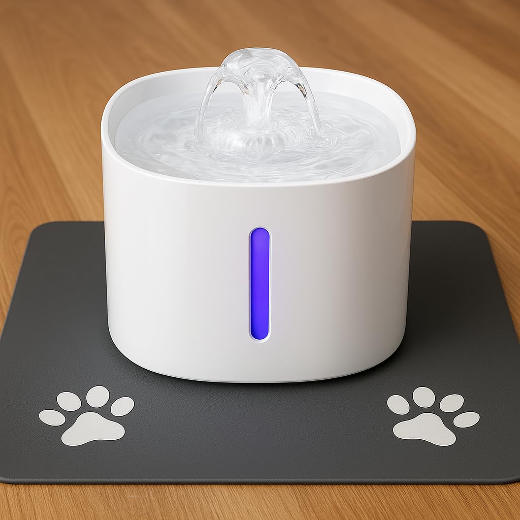 DESSEI Quiet Cat Water Fountain- Stainless Steel Pet Drinking Fountain, Auto Dispenser for Cats and Dogs, 3L Large Capacity, BPA-Free, with 5-Layer Filtration System