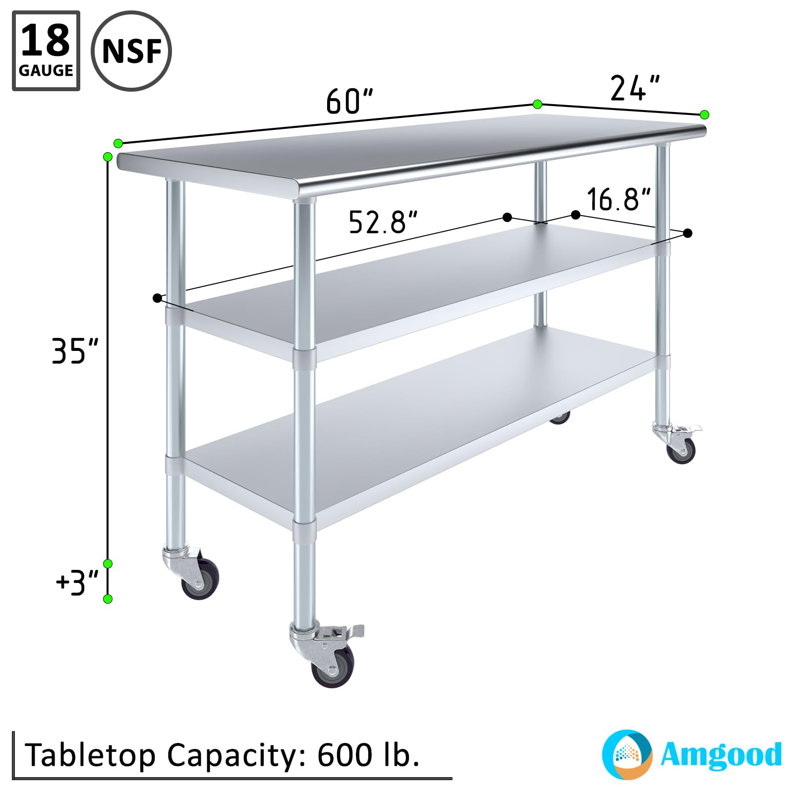 Amazon.com: AmGood Stainless Steel Work Table with 2 Shelves and