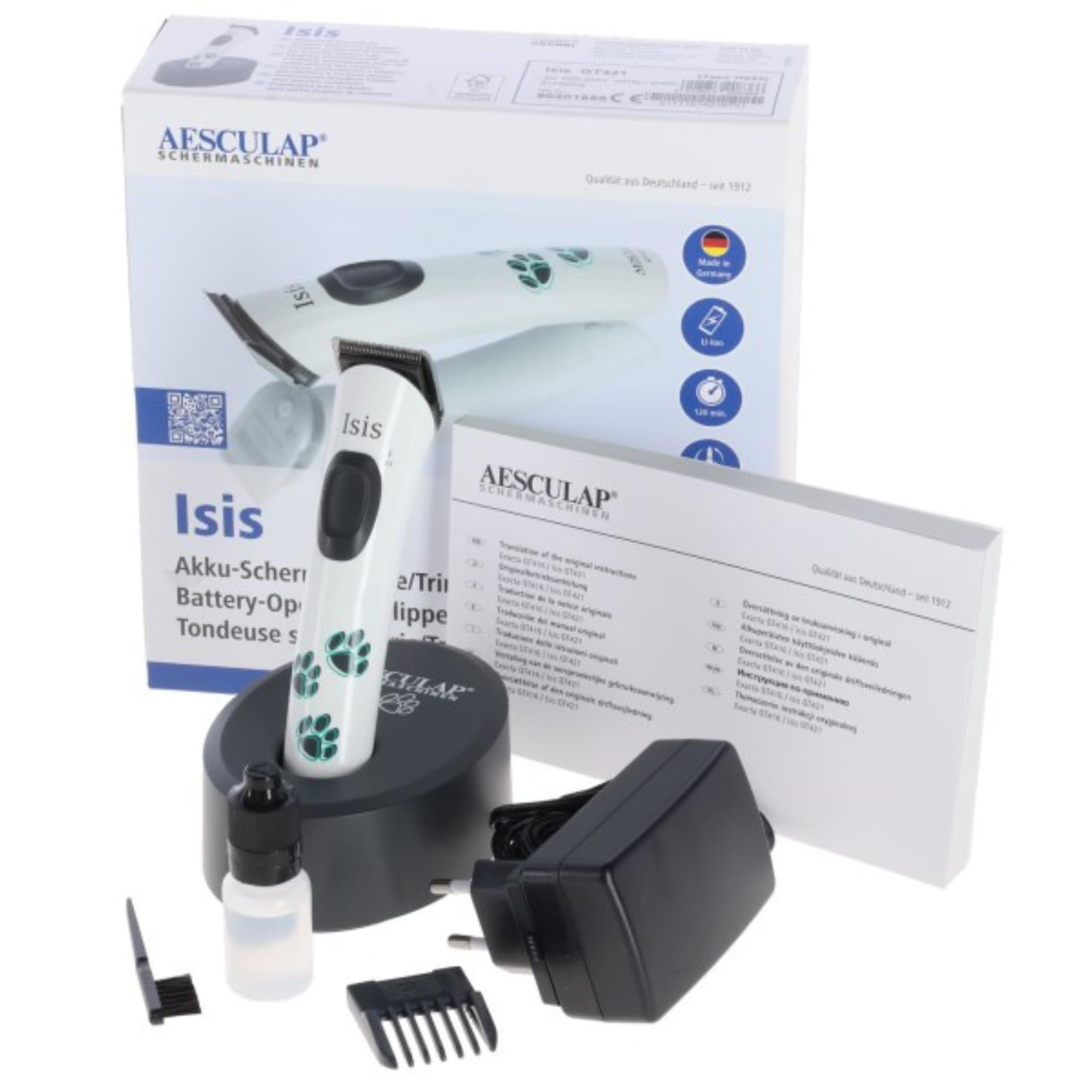 Agrarzone Edition Isis Tondeuse pour pattes de chien – Avec tête de rasage de rechange – Tondeuse pour chien légère et sans vibration pour des travaux de détail fins – Tondeuse pour pattes de chien