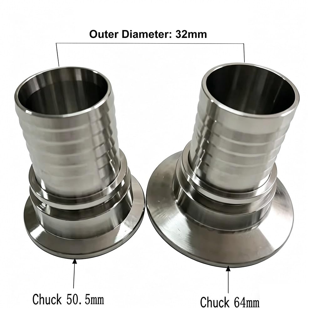 Złącze zatrzaskowe z końcówką do piwa ze stali, Adapter hydrauliczny 304 SS Króciec do węża 32 mm kołnierza K50,5/K64 Wiele rozmiarów Odporny na kwasy(K50.5mm-40mm-60mm)