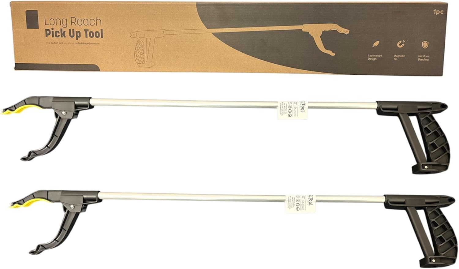 2 x Litter Picker Grabber Reacher Tool,Lightweight Reaching Litter Rubbish Pick Up Hand Tool,Helping Hand Grabber Tip Ergonomic Handle,Extended Reach, Comfortable Handle Multi Use Reach Extend Tool