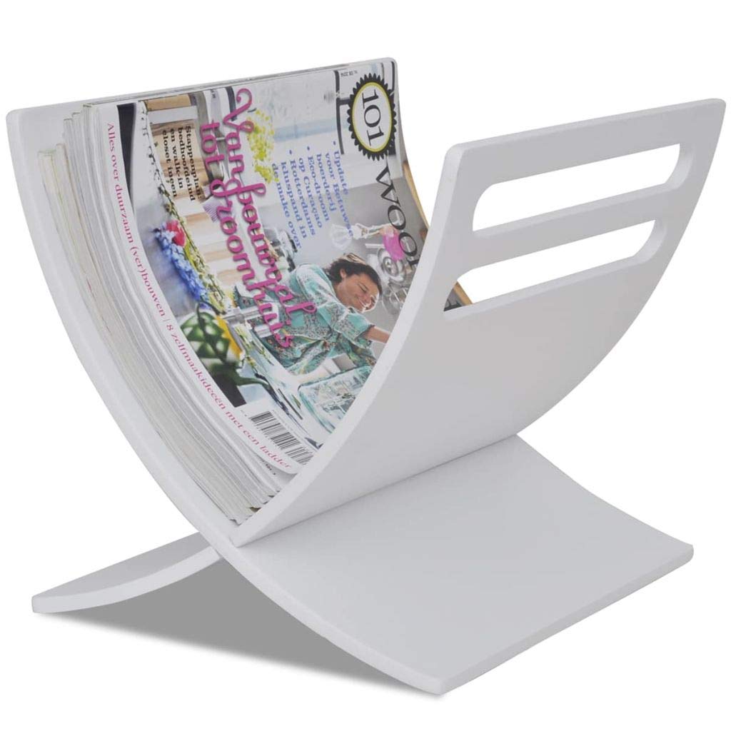 SKM Porte Magazine, Porte-Revue en Bois Porte-Journaux Blanc Ranger Les Journaux, Magazines, Revues pour Salon Bureau Cabinets Médicaux