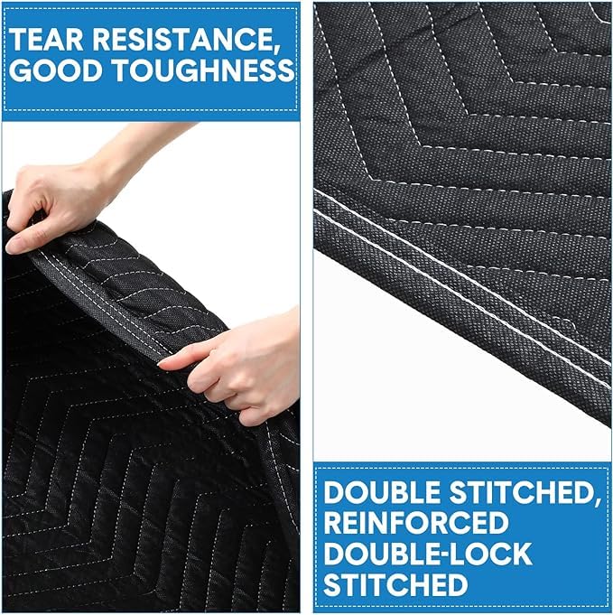 Image of Moving Blankets Heavy Duty Professional Packing Blanket for Moving Environmental Supplies Pack of (4, (72 * 80)-Black)