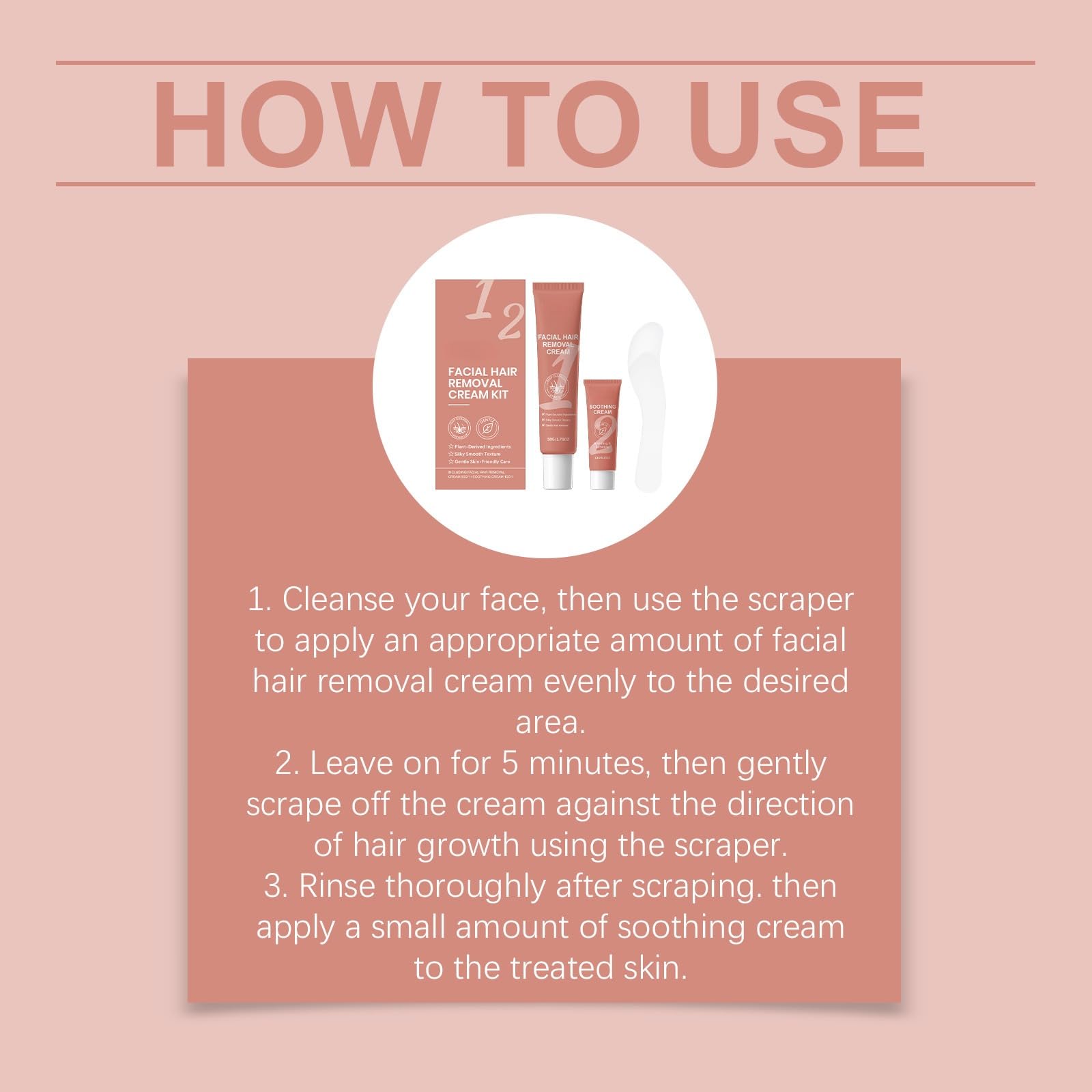 Zestaw do depilacji twarzy dla kobiecej skóry wrażliwej, zawiera dodatkowy krem do depilacji i kojący krem, do depilacji górnej wargi, podbródka i policzków (6 szt.)