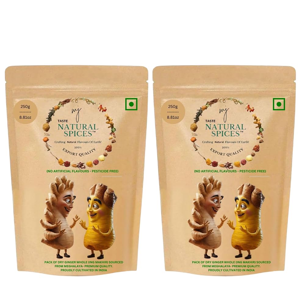 MJ TASTE NATURAL Whole Dry Ginger (250g) | Handpicked, Sun-Dried & Naturally Processed | Ideal for Cooking, Baking, Tea & Herbal Remedies | 100% Pure & Fresh | No Artificial Colors, Pack of 2-image-30