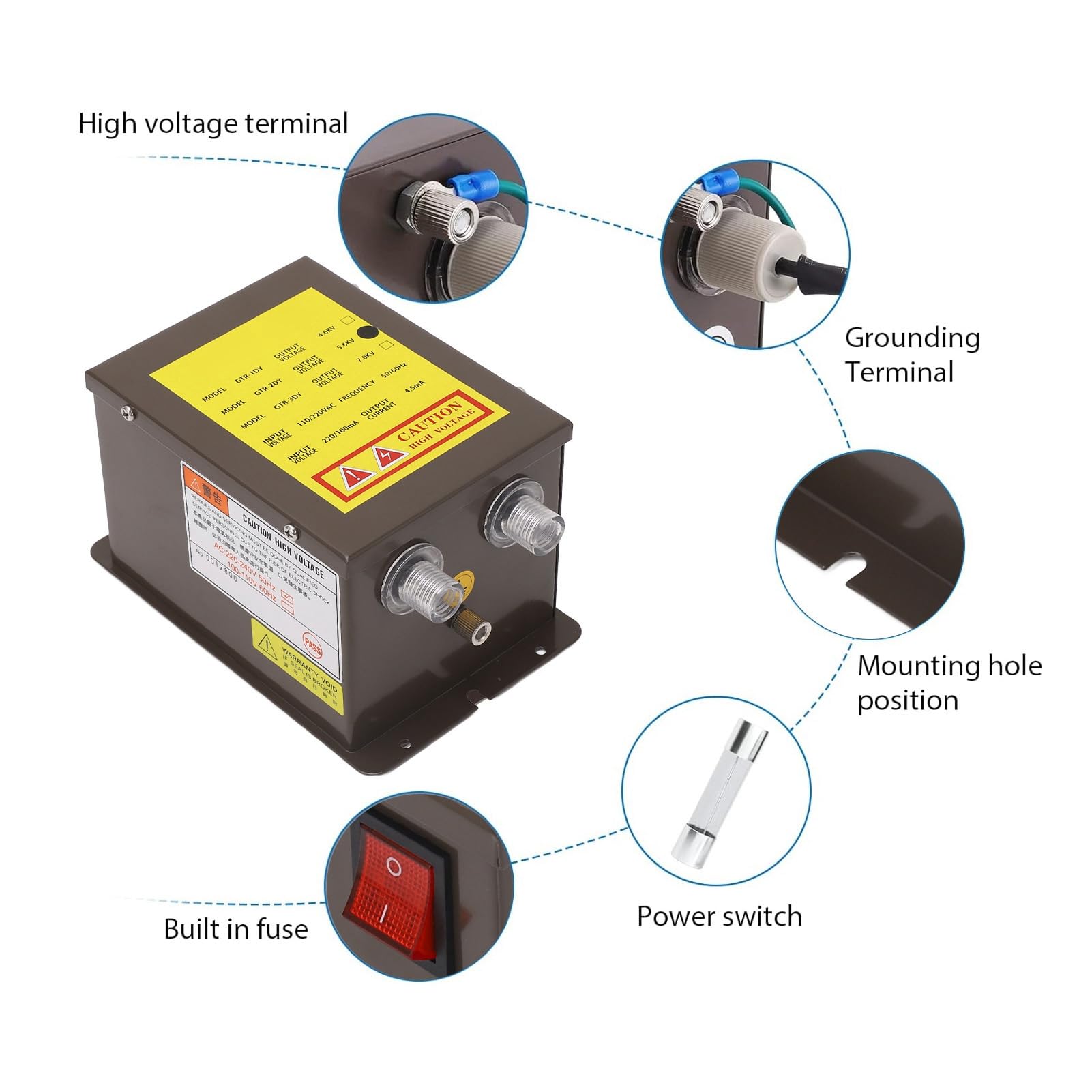 KIMISS Generador de Voltaje de Barra de Aire Ionizante 5.6kV - Ionizador Antiestático de Doble Salida para Eliminación Estática (EU Enchufe 220-240V, 20-55 ℃, predeterminado 42)