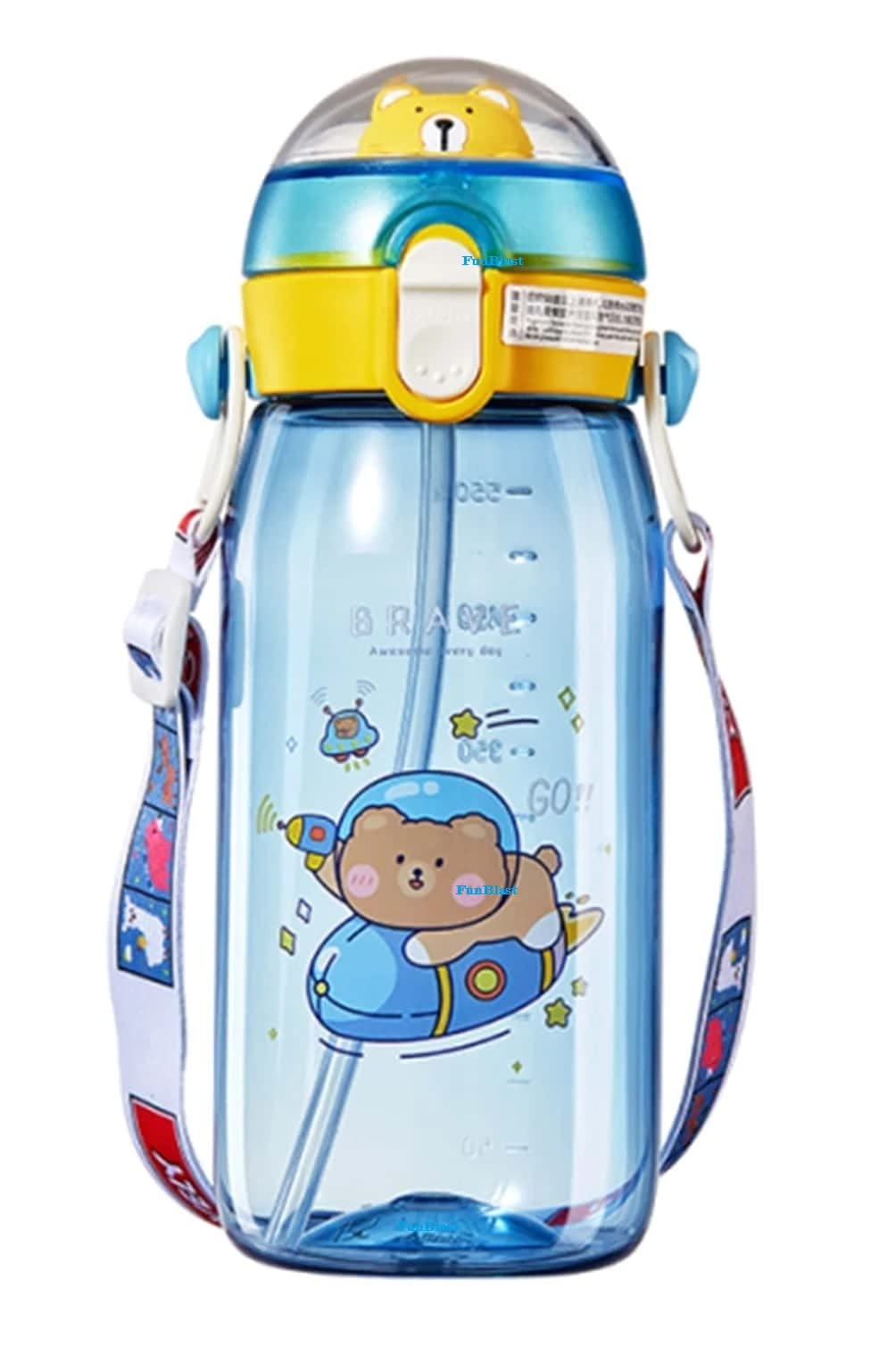FunBlast Water Bottle for Kids - Anti-Leak Kids Cartoon School Water Bottle for Kids - Tritan 550 ML BPA Free Water Bottle for Kids, Cute Animal Design Water Bottle with Straw (Blue) (B09YQCF5D5) Amazon Price History, Amazon Price Tracker