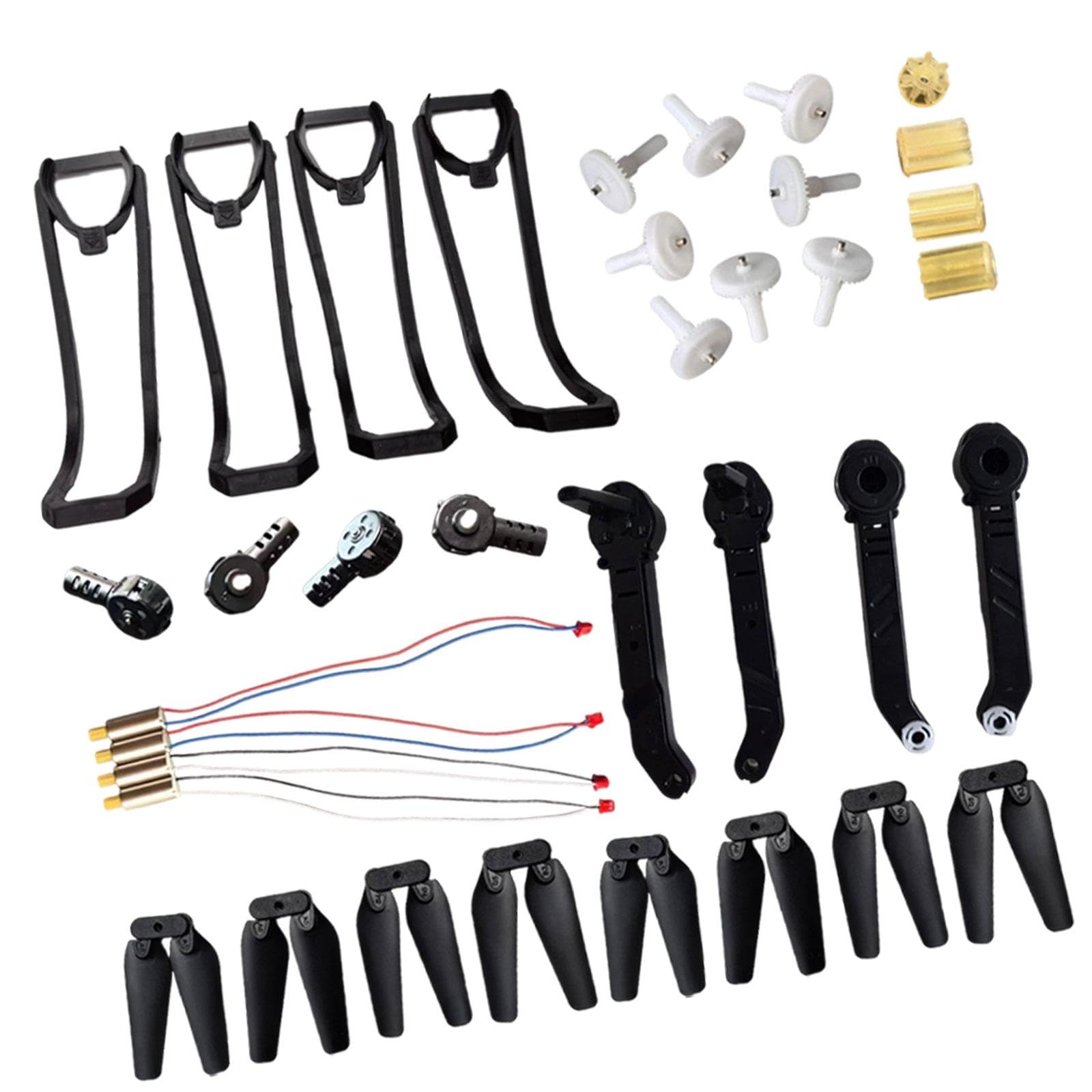 Gralara 32 Piezas Kit Motor para Hélice Montura Engranaje Protector Material PP Y Metal Función de Recambio Adecuado para Reparación Sustitución Drones, Negro
