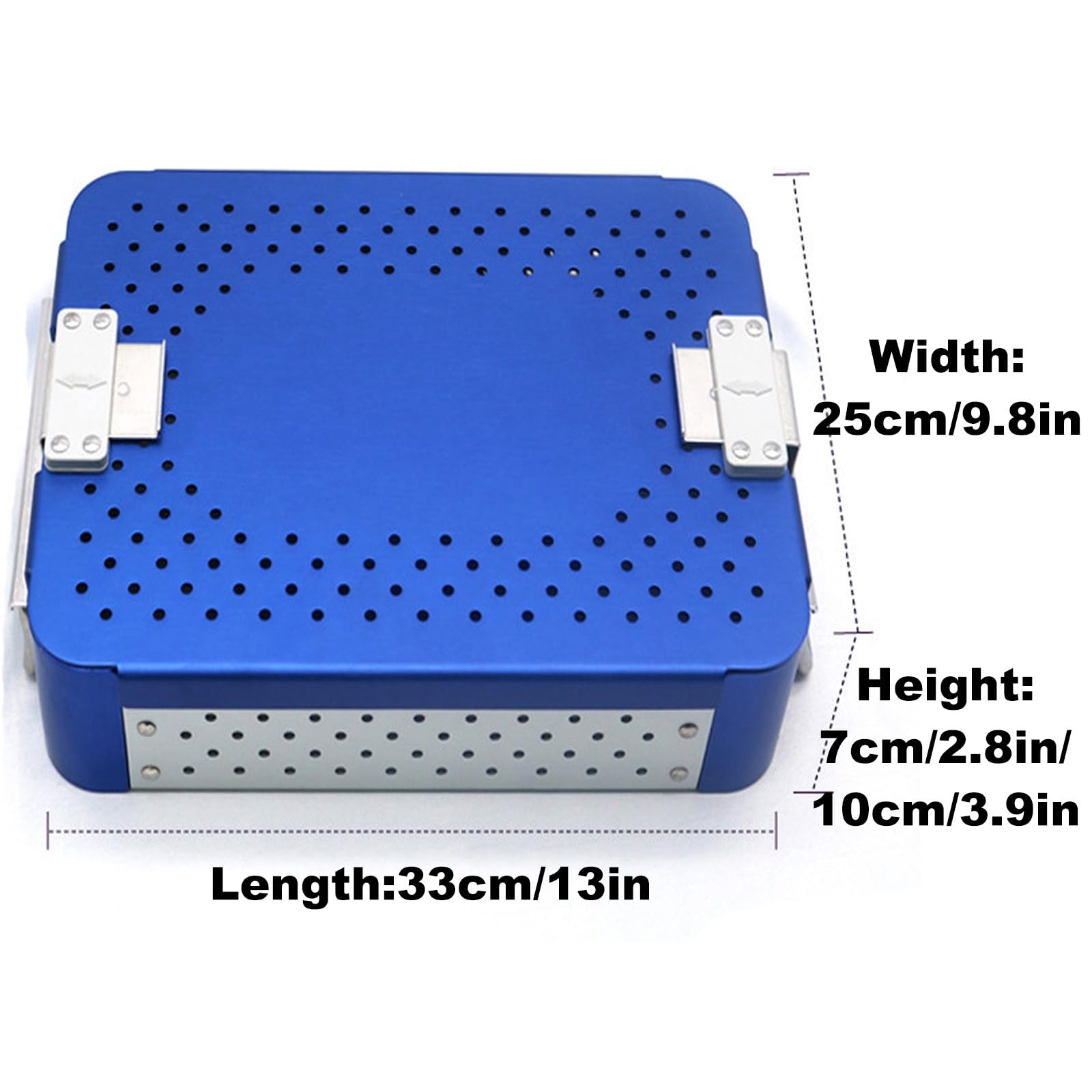 Sterilisationsbox for chirurgische Instrumente, Sterilisationsbox for medizinische Instrumente aus Aluminiumlegierung, Zahntabletts, medizinisches Tablett, chirurgisches Tablett(13in*9.8in*3.9in)