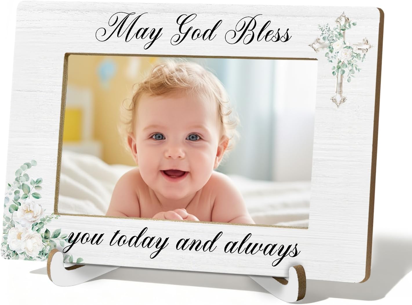 Christian Gifts 4x6 Picture Frame, May God Bless You Today and Always Photo Frame, Religious Gifts for Women Christian Picture Photo Frames 4"x6"for Desk Tabletop Display Decorations