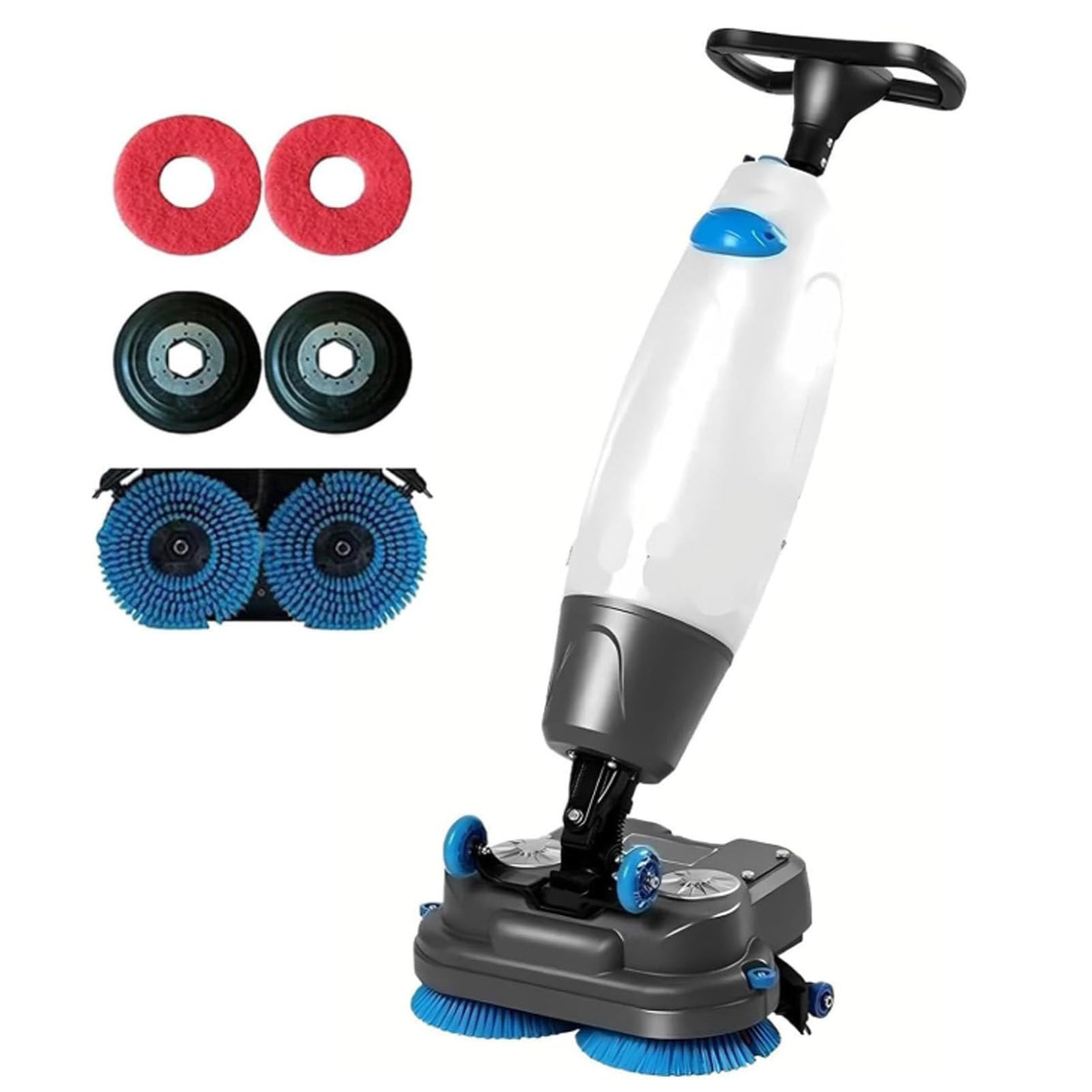 Oiyekntd Portable Commercial Floor Scrubber, 360°Rotating Floor Machine for Efficient Cleaning for Wooden Floors, Tiles, Terrazzo, Marble, Cement Floors White