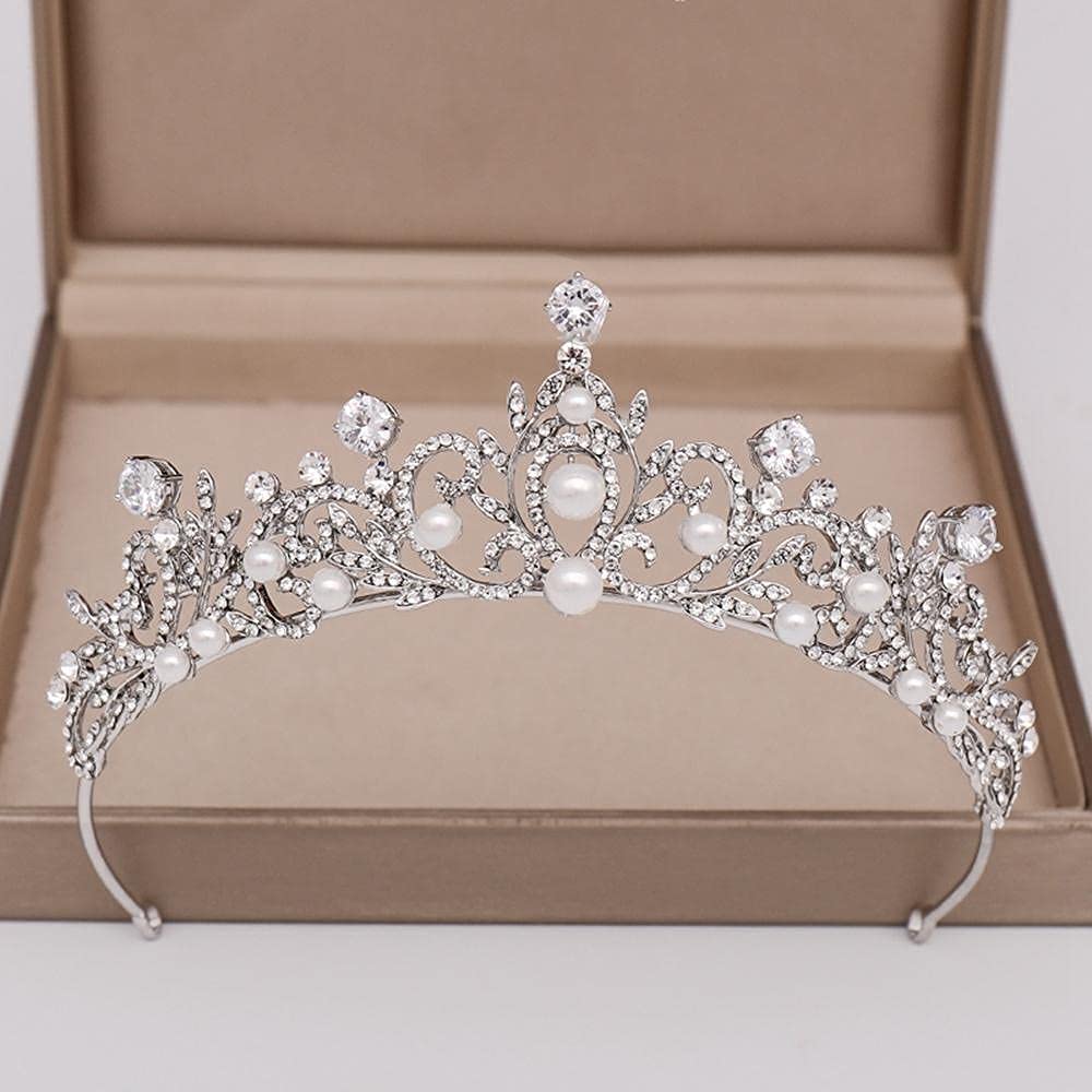 Corona de tiara para mujer accesorios cabello novia tocados pedrería 8