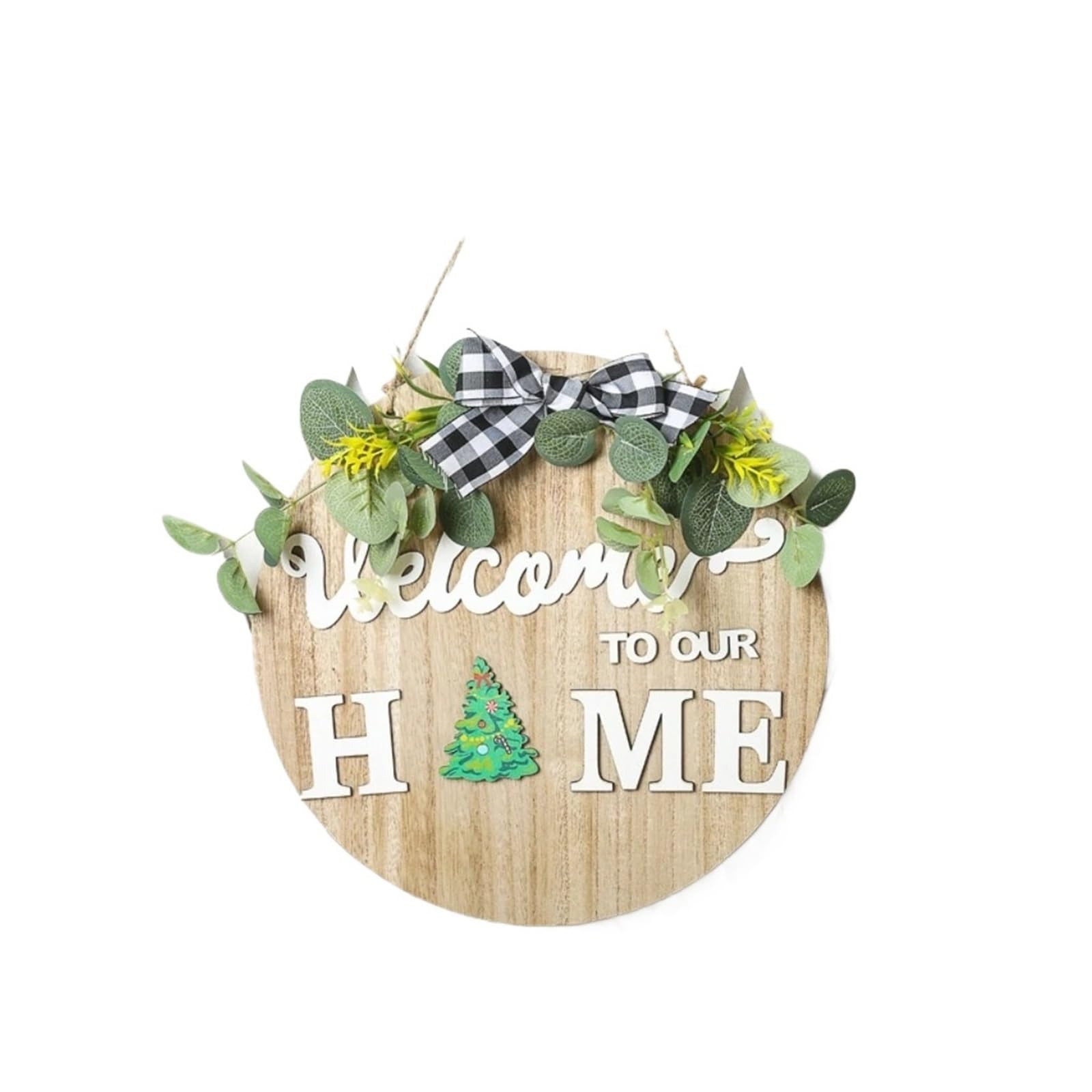 Front Door Wreath Welcome Sign Welcome Sign 30x30 Cm Wooden Round Hanging Decoration Perfect For Wreath