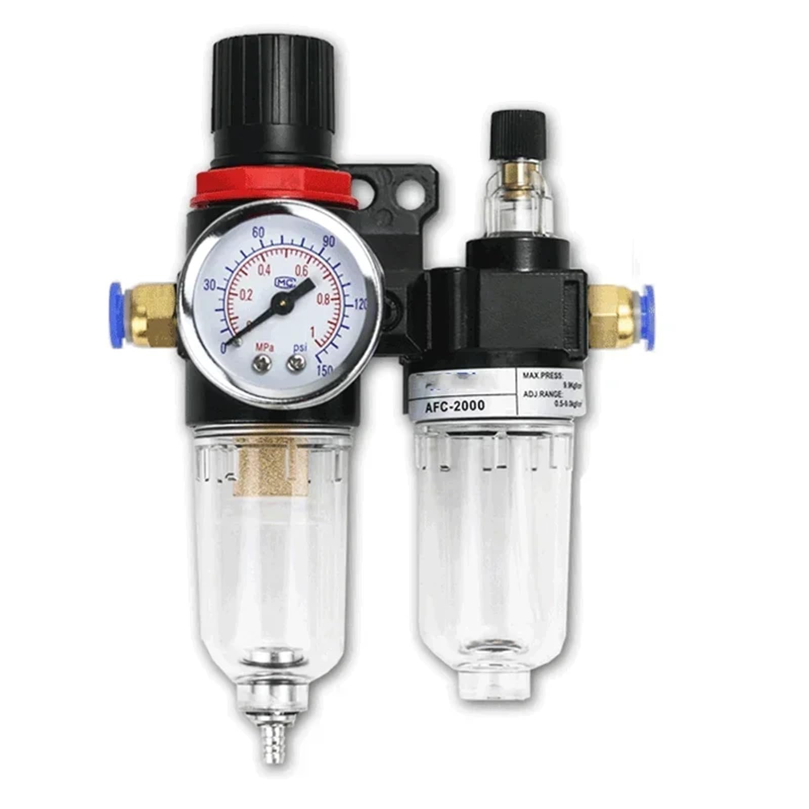 Válvula reductora de presión for compresor de aire de 1/4", separador de aceite y agua, regulador y filtro, con núcleo de cobre plástico, AFC2000(Plastic core)