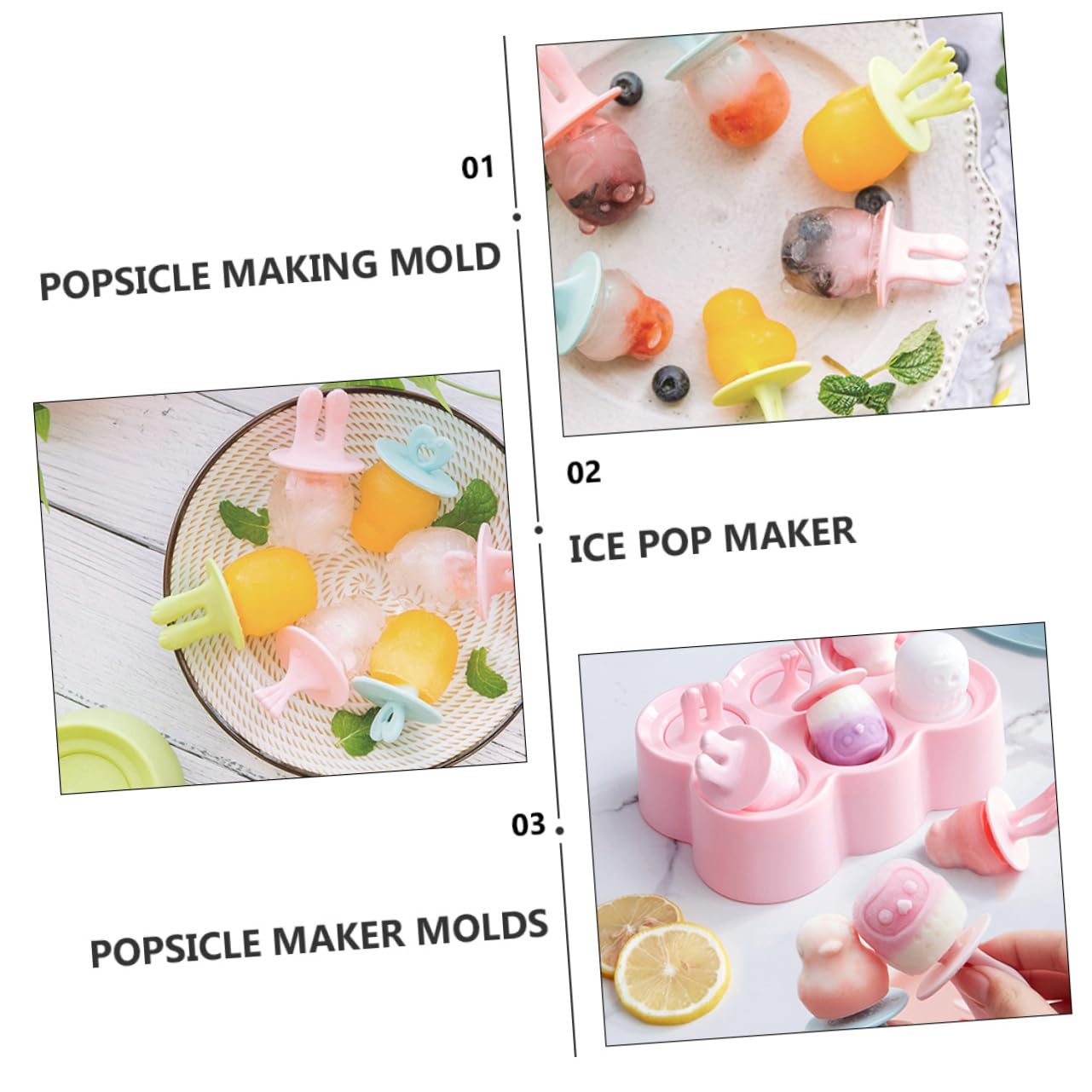Moules à Glace en Silicone, Lot de 4 Sets de Sets, Forme Animal