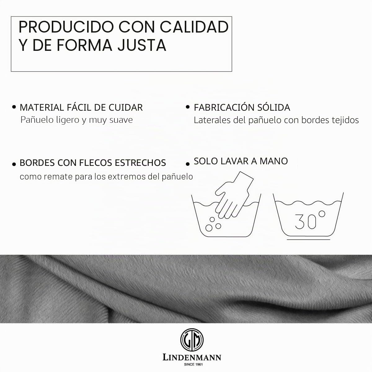 LINDENMANN Bufanda hombres azul bufanda delgada 100% algodón, azul, Talla única