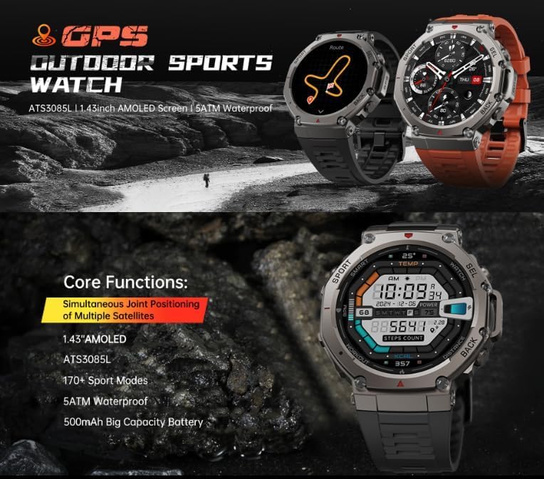 Outdoor Sports Watch with GPS Route Tracking