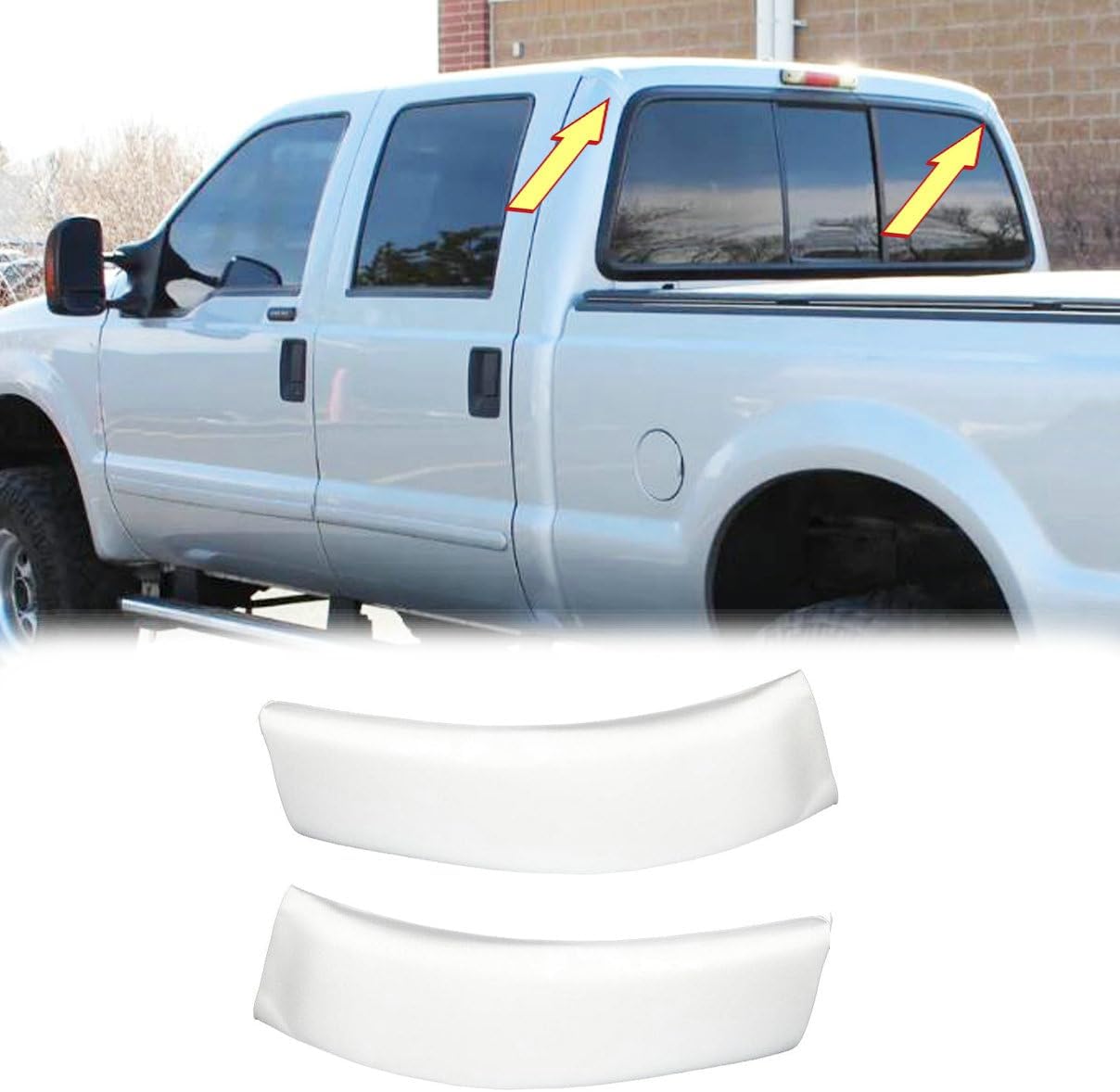 Pair Upgraded Roof Molding Trim,Left & Right Side Cab Corner Cover Compatible for Ford Super Duty F-250 F-350 F-450 F-550 1999 2000 2001 2002 2003 2004 2005 2006 2007 White Black Replace (White)