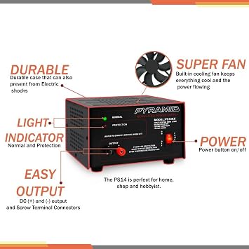 Universal Compact Bench Power Supply - 12 Amp Linear Regulated Home Lab Benchtop AC-to-DC 12V Converter