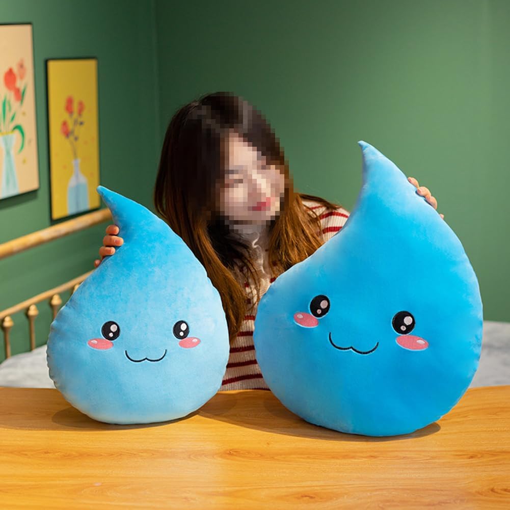 Simulation Water-Drop Plush Pillow Cute Stuffed Plush Cushions Soft Cartoon Throw Pillows Sleeping Hugging Pillow (55cm, Circle Eyes)