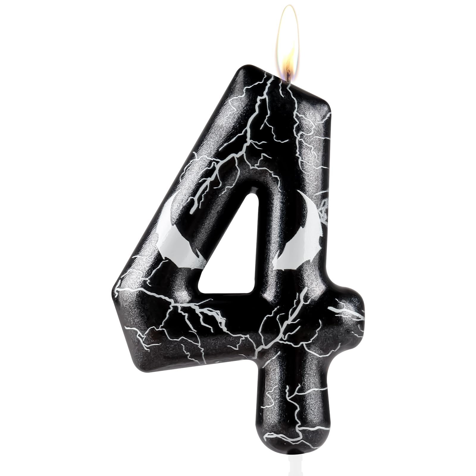 Black White Candles for Birthday Cake,Happy 4th Birthday Candle,Alien Symbiote House Themed Cake Topper Birthday Candle for Boys Girls Party