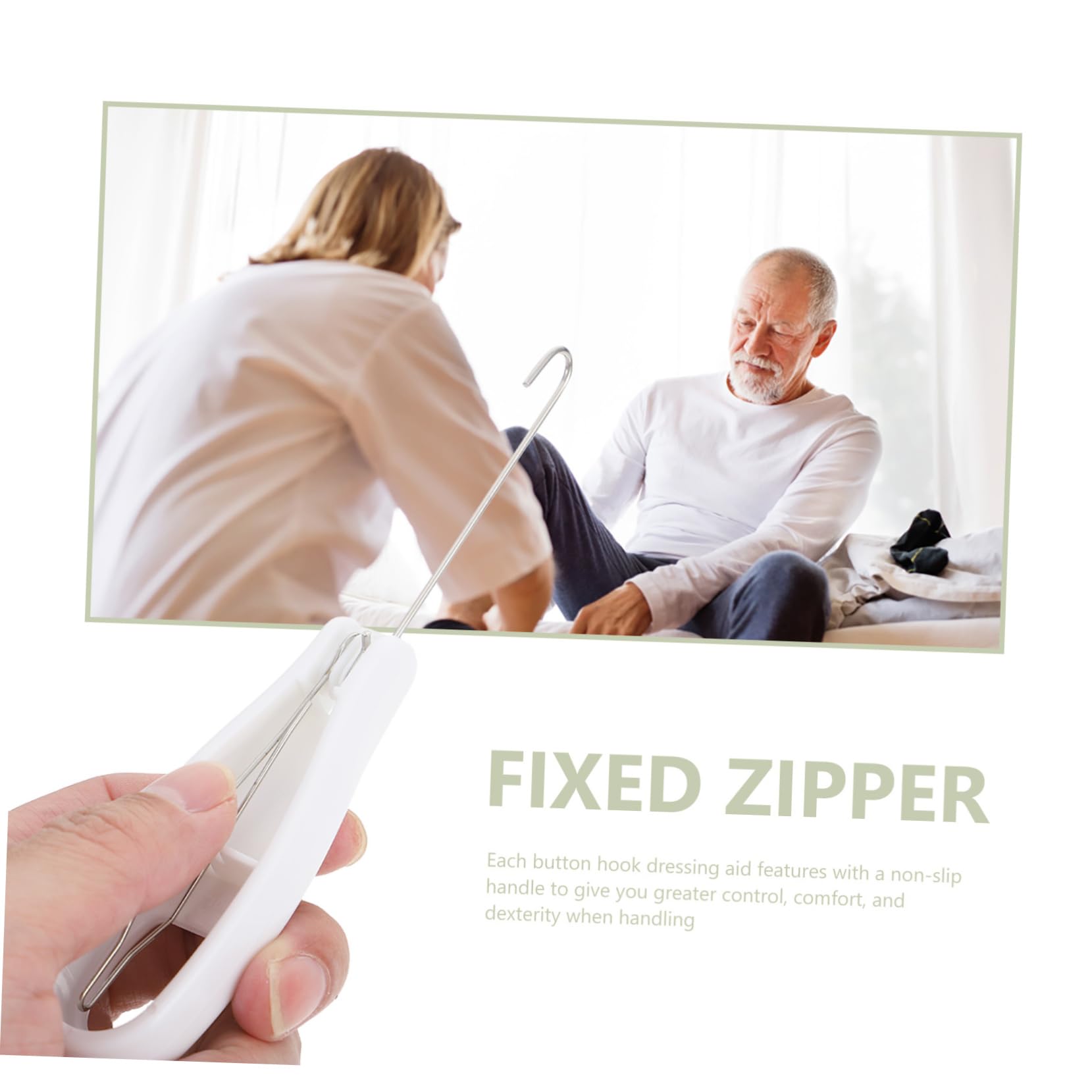 NOLITOY Zipper Puller Bracelet Assistance Tool Zipper Helper Zipper Hook Buttons for Jeans Zipper Assistant Button Hook for Elderly Dressing Stick for Elderly Jeans Button White Acrylic
