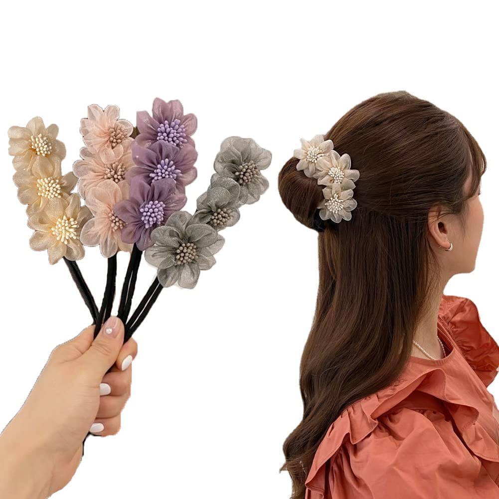 Sponsored Ad – Excefore Hair Bun Maker, 4 Pieces Flowers Deft Bun Maker, Magic Donut Hair Bun Maker, French Hairstyle Twist Bun Hair Accessories for Girls Hair