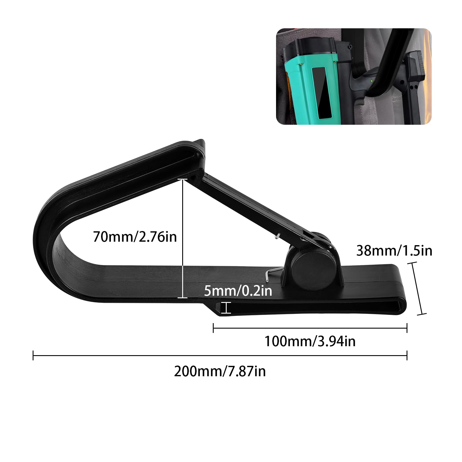 Befun Universal Tool Belt Hook, Plastic, Tool Belt Accessory, Tool Hook, Black - Image 2