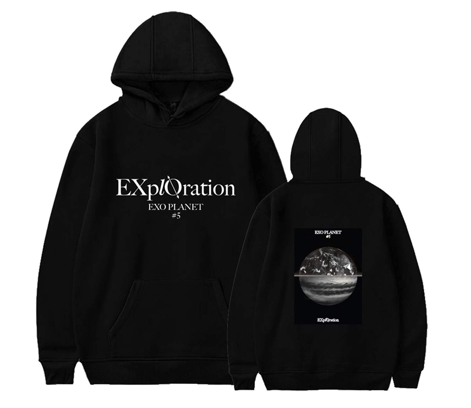 Xkpopfans Kpop EXO Hoodie New Album Planet#5 Pullover Sehun Lay Suho Xiumin Kai Sweatshirt 2XL Black C
