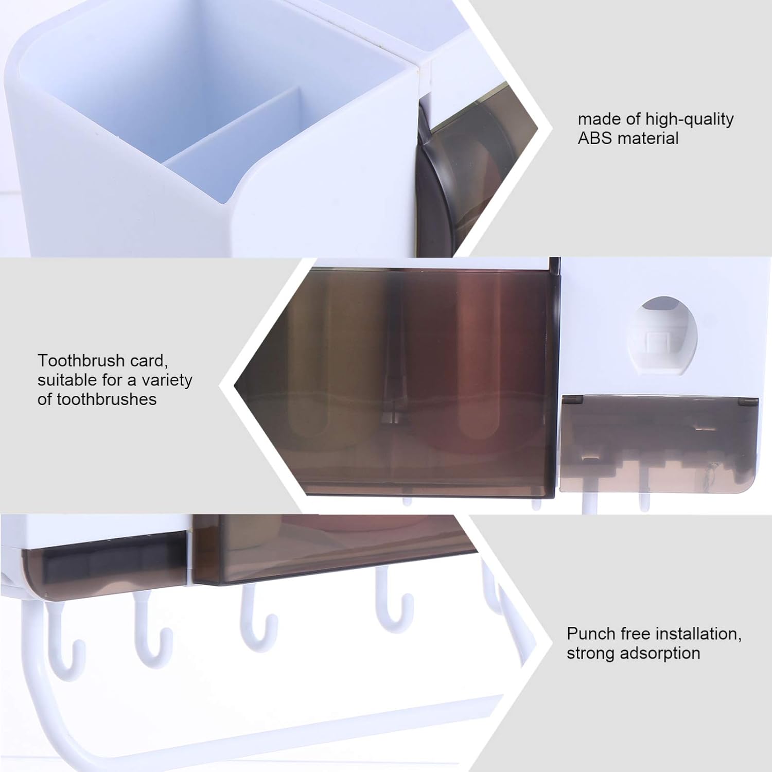 Space-Saving Toothbrush Holder Storage Set Suction Cup Mount Wall-Mounted Organizer Toothpaste Rack Bathroom Holder