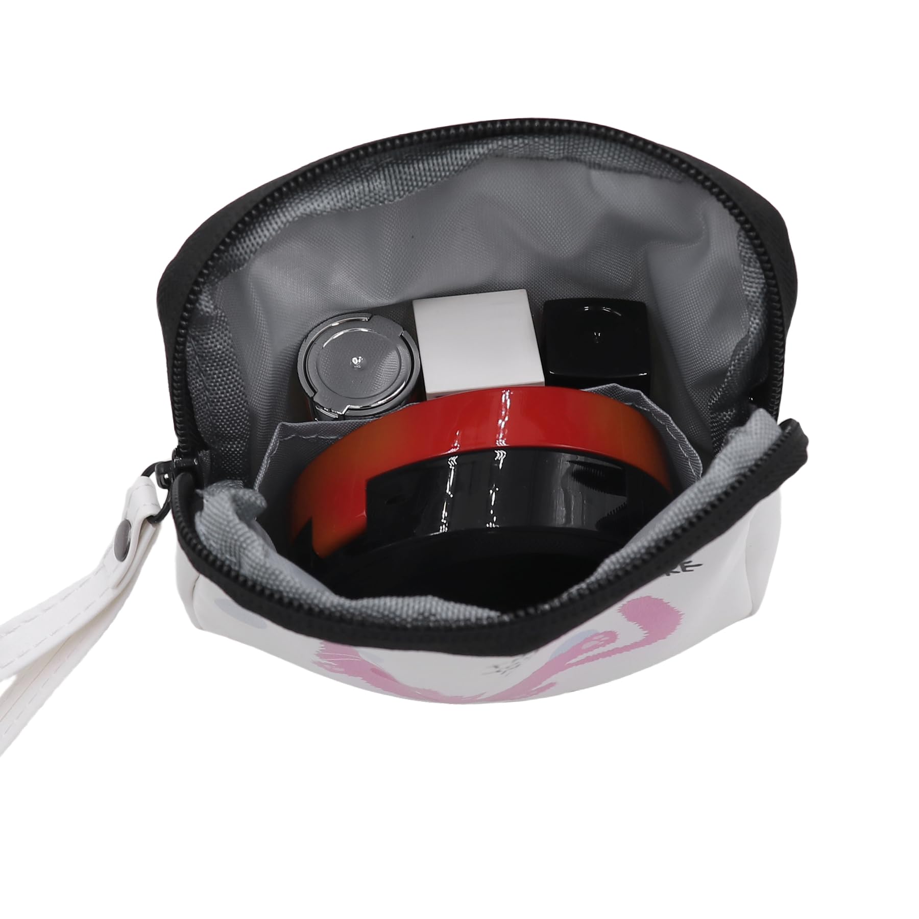 Period Bag Feminine Pads Storage Bag with Wrist Strap PU Tampon Holder Organizer Pouch Small Square Make Up Bag,Pink Cat
