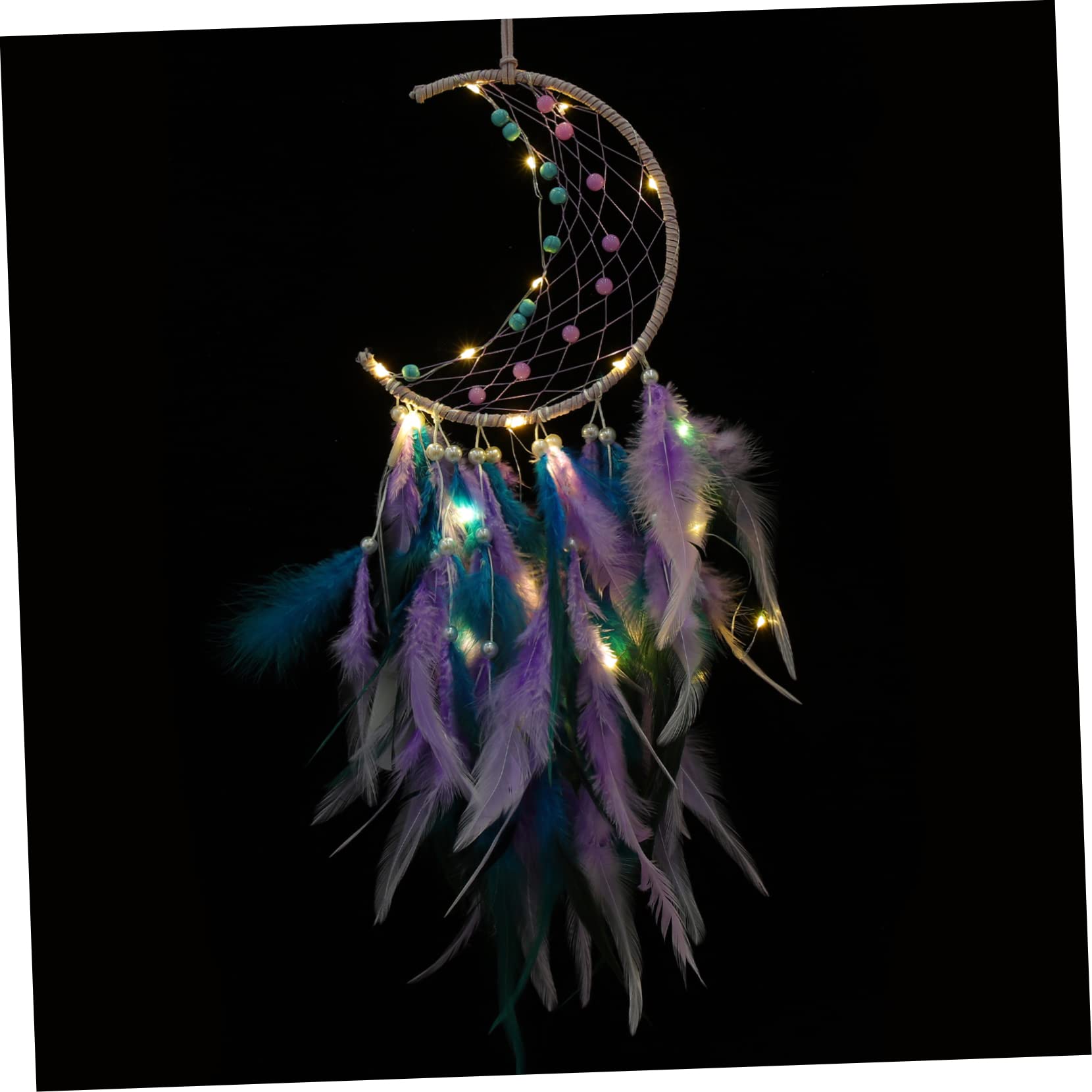 Ciieeo Moon Dream Catcher with Light Elegant Wall Hanging Decor for Bedroom Cozy Home Decoration Birthday Present Adds Warm Vibes to Any Space